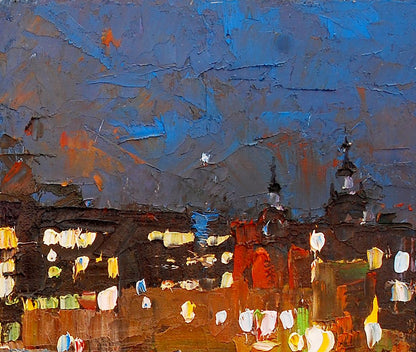 Oil painting Night city Prohorchuk Daria