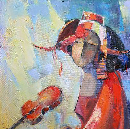 Oil painting Red violin Kirilenko Ivan