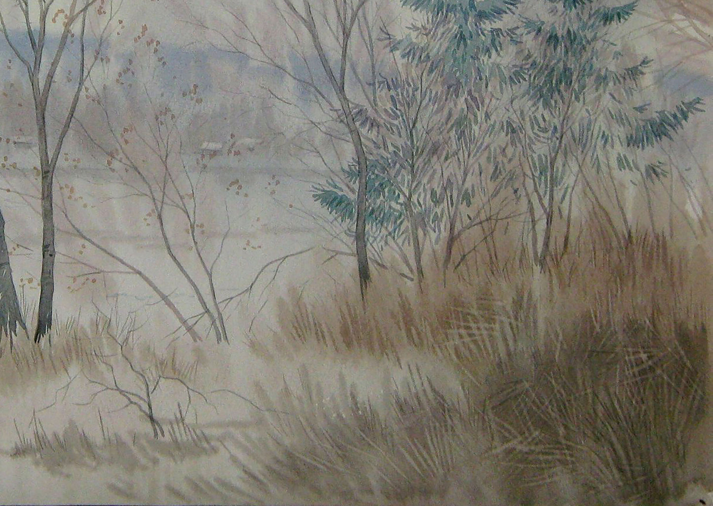 Watercolor painting Snow Savenets Valery