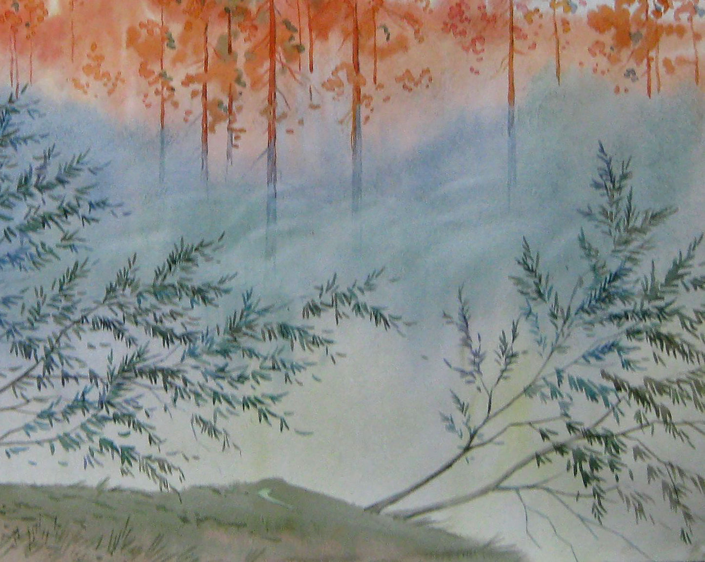 Morning with Fog portrayed in a watercolor painting by Valery Savenets