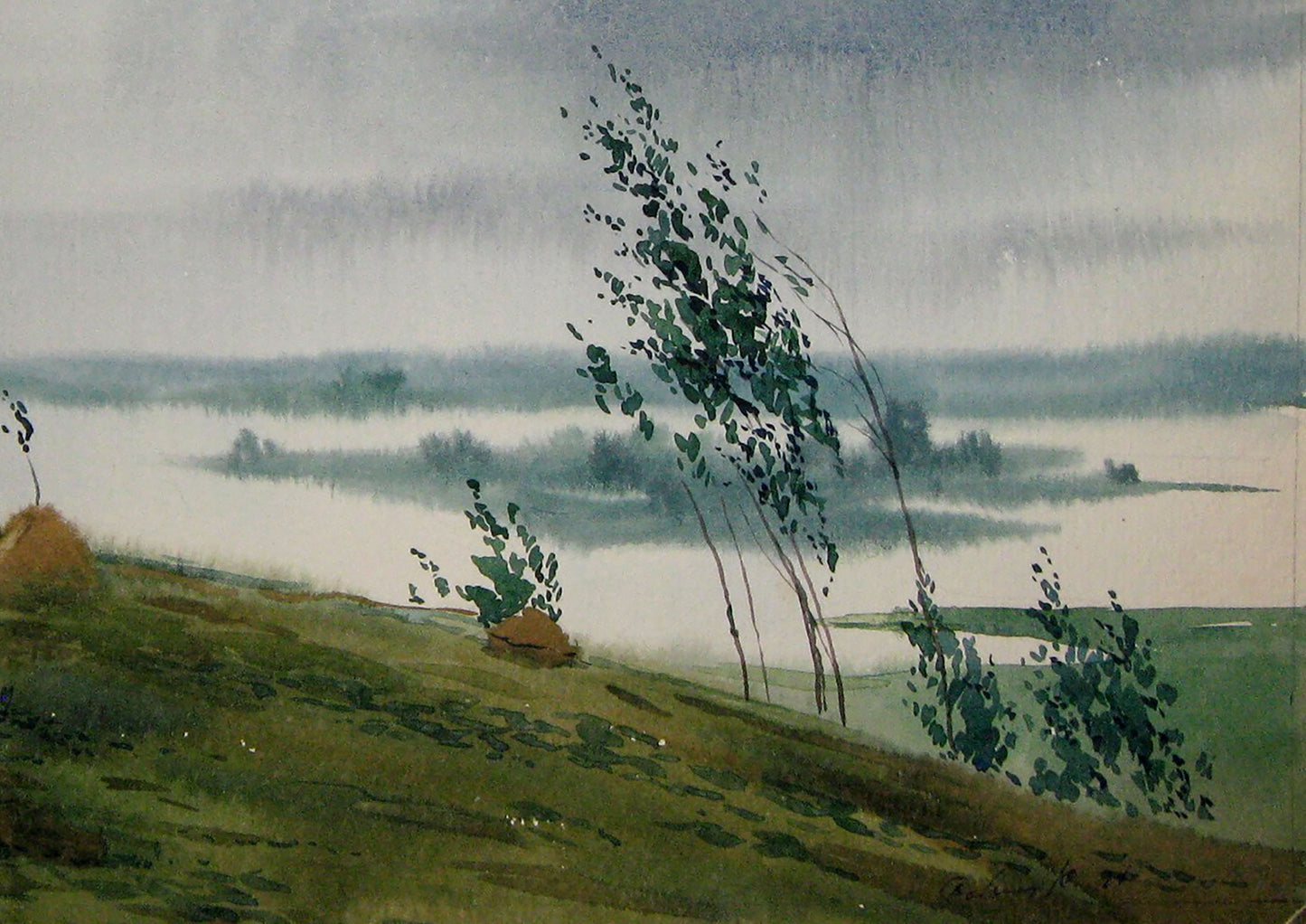 Watercolor painting Cold august Savenets Valery