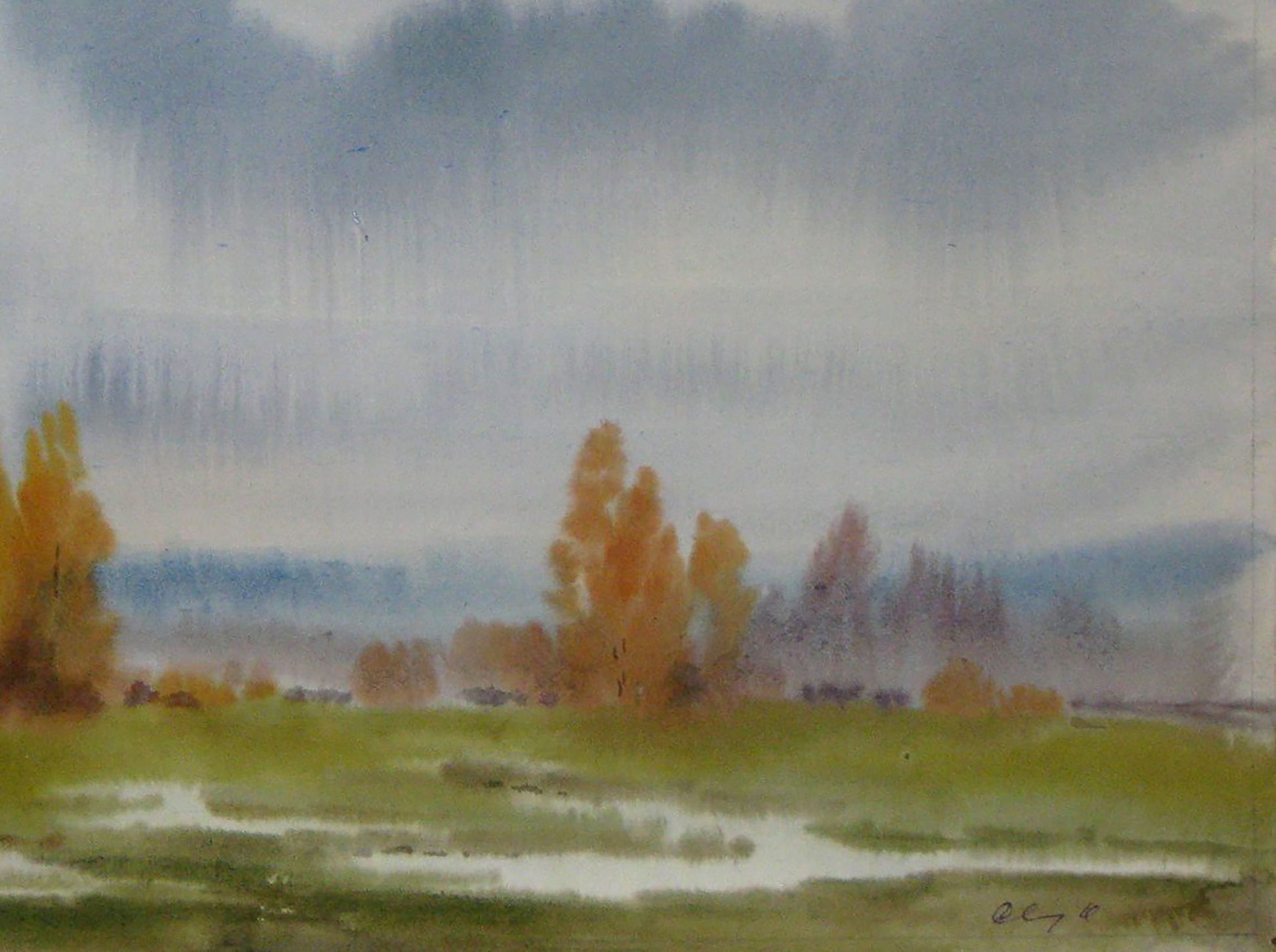 Rainy Weather, depicted in watercolor by Valery Savenets