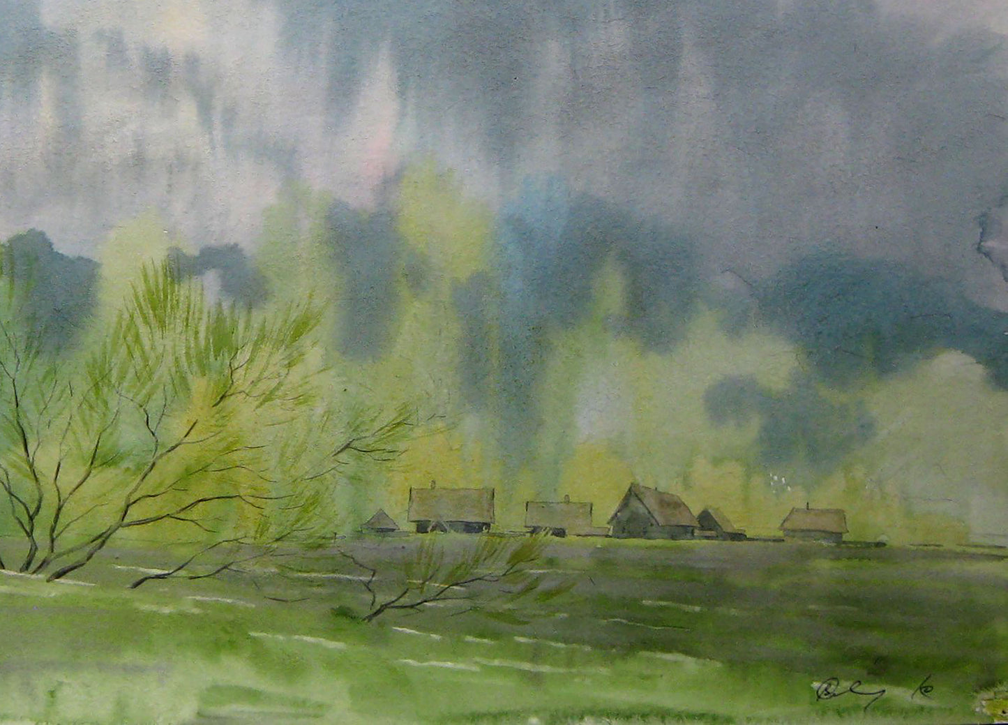 Watercolor painting After a thunderstorm Savenets Valery