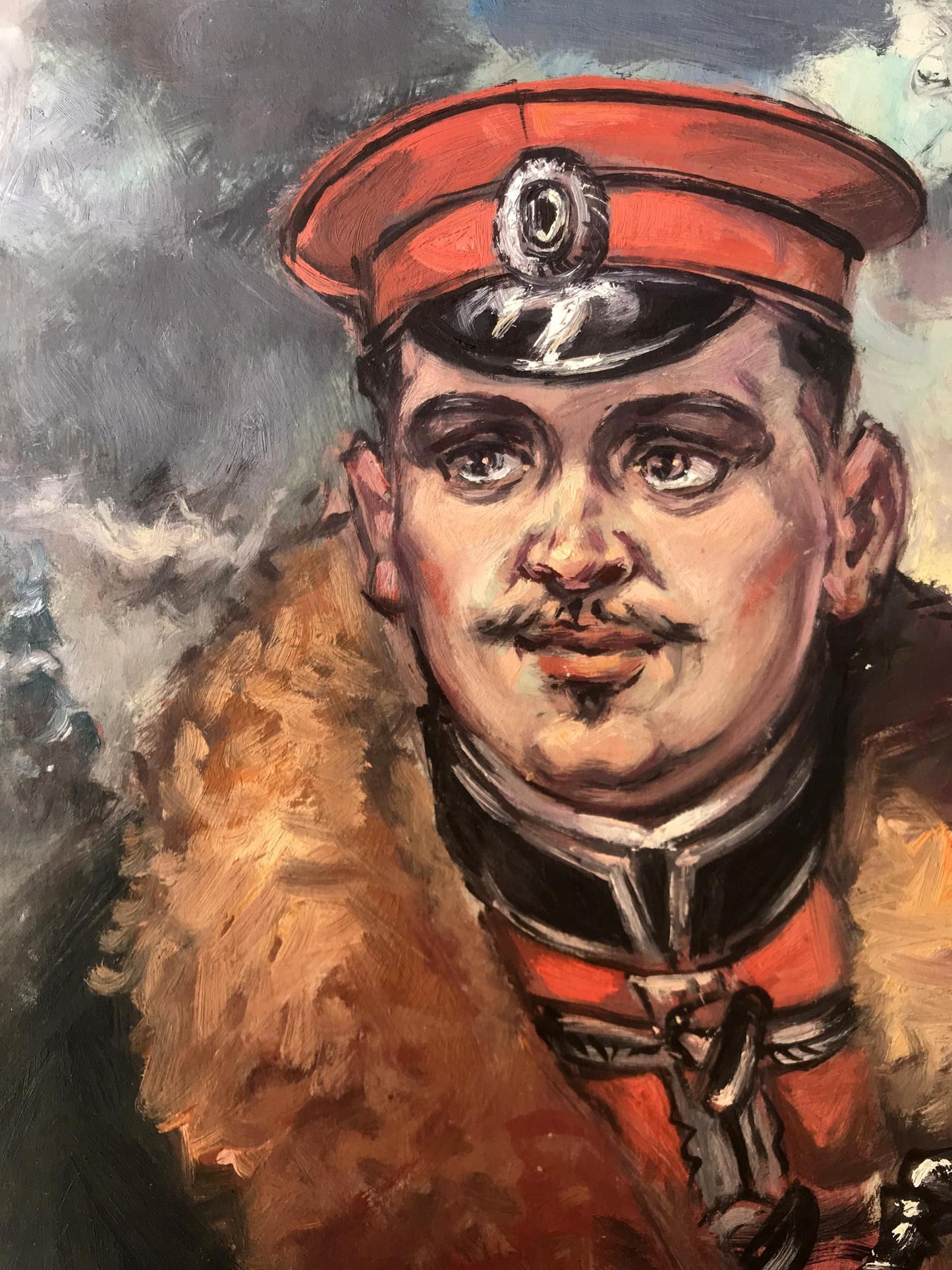 Oil painting Portrait of an officer in winter Alexander Litvinov