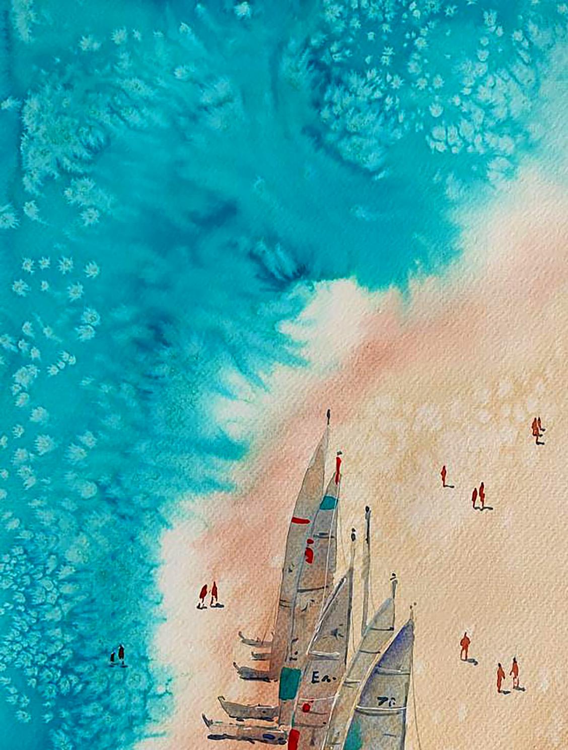 Watercolor painting Sunny beach Elena Klimenko