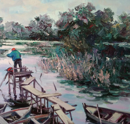 Oil painting Fisherman Alexander Nikolaevich Cherednichenko
