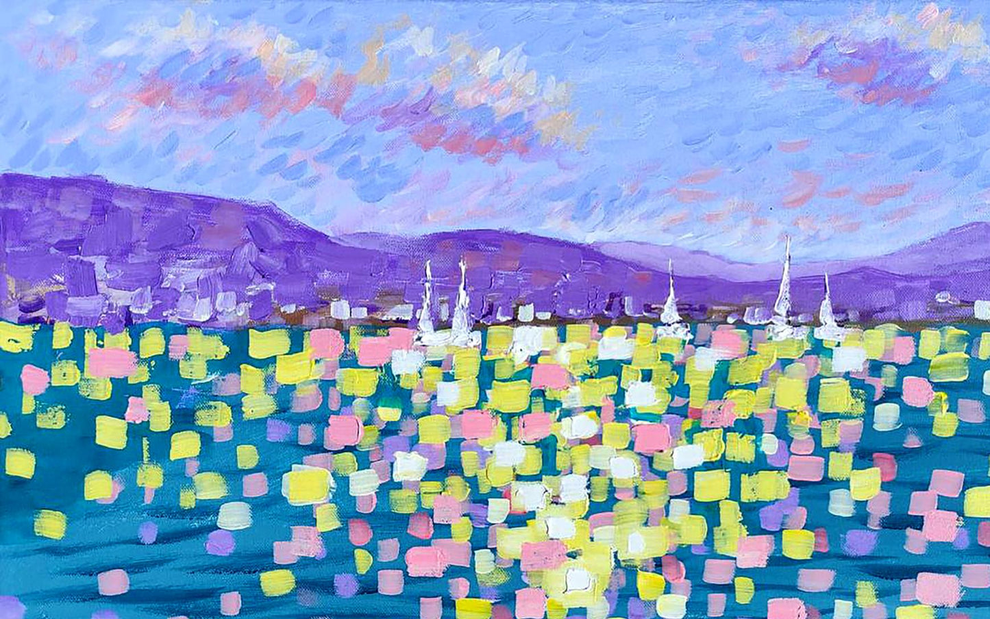 Acrylic painting Cote d'Azur Elena Klimenko