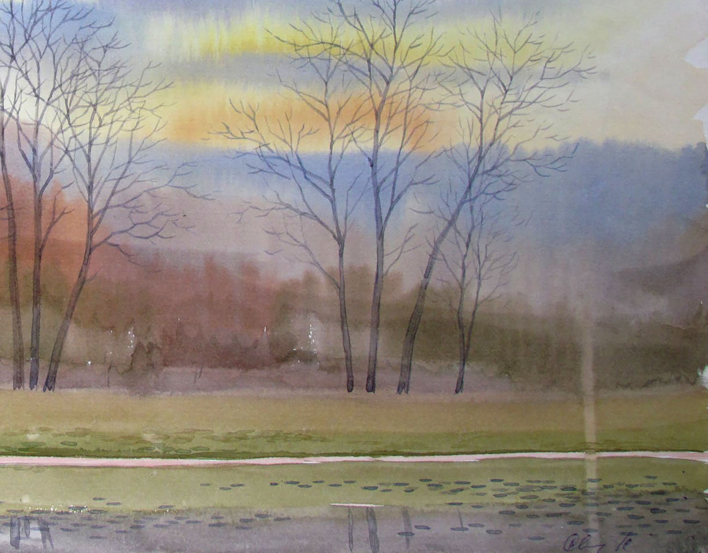 Watercolor painting March. The snow has melted Savenets Valery