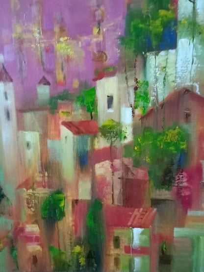 Abstract oil painting City of Sun Anatoly Borisovich Tarabanov