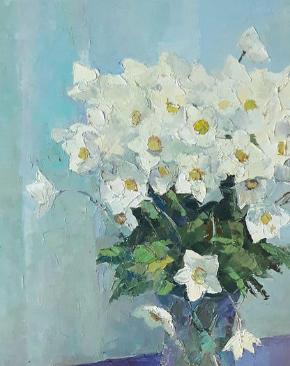 Oil painting White anemone Serdyuk Boris Petrovich