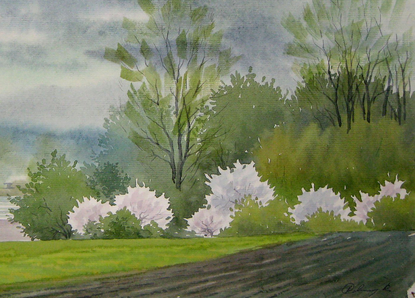 Watercolor painting In the farm fields Savenets Valery