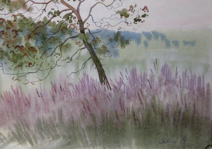 Watercolor painting Morning. Blooming Sally Savenets Valery