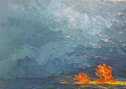 Oil painting Bad weather on the Dnieper Serdyuk Boris Petrovich