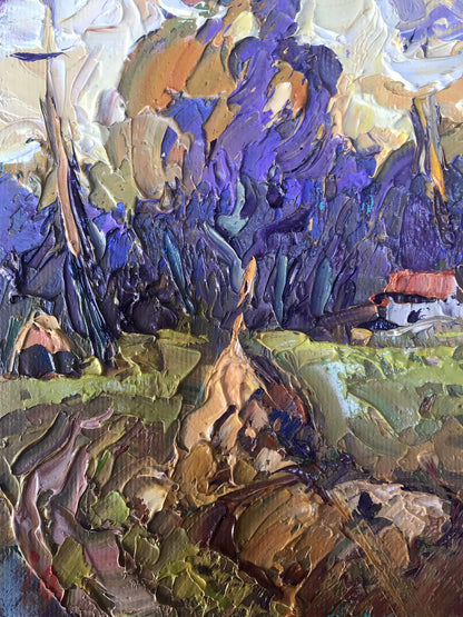 Oil Painting Nature Landscape Village landscape Art 