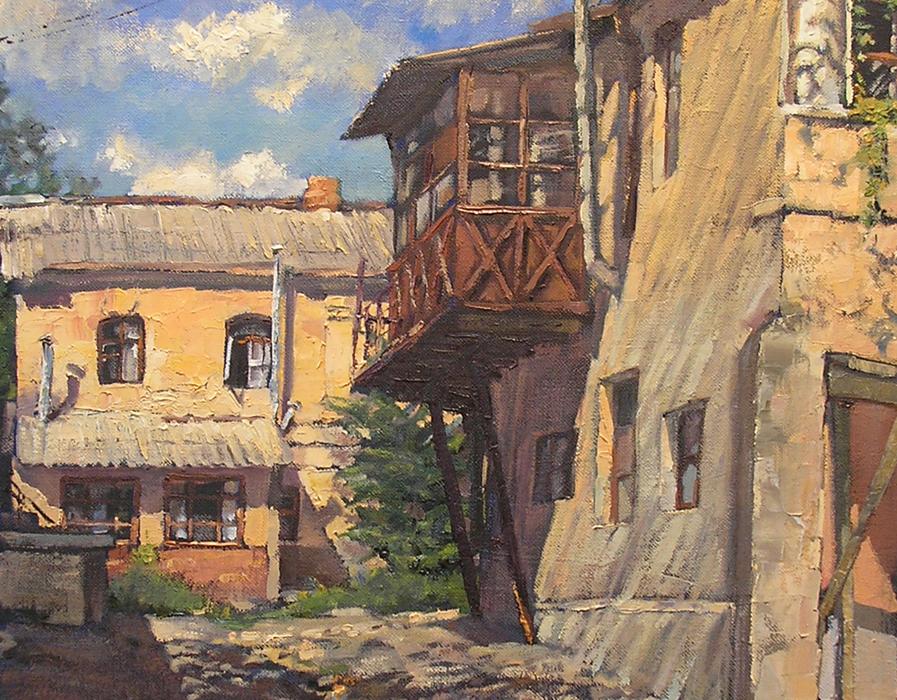 Oil painting Shadows of the old yard Osnach Olesia