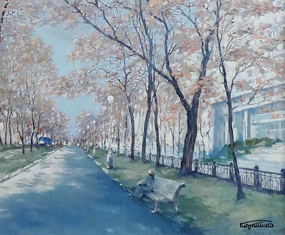Oil painting Yavornytsky Avenue in the Dnieper Korkishko Vasily