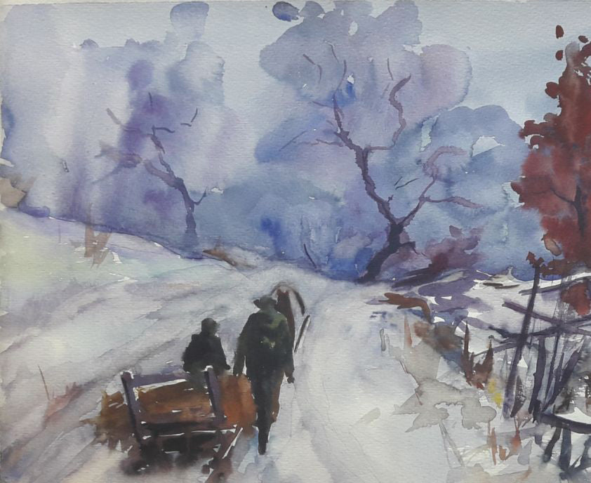 Watercolor painting Logs Serdyuk Boris Petrovich