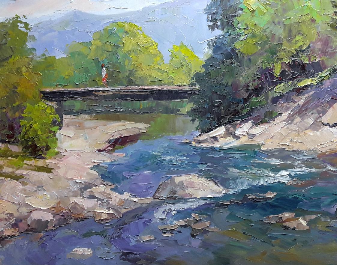 Oil painting Bridge over a mountain river Serdyuk Boris Petrovich