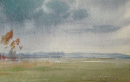 Watercolor painting It's raining in the field Valery Savenets