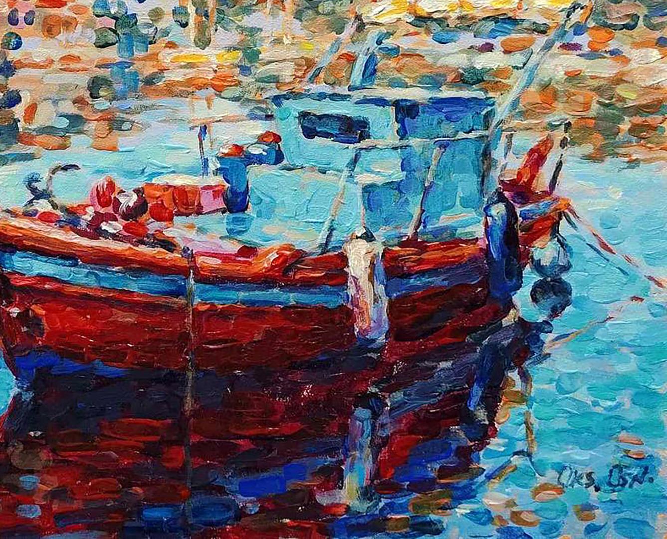 Acrylic painting Red Morning Osnach Olesia