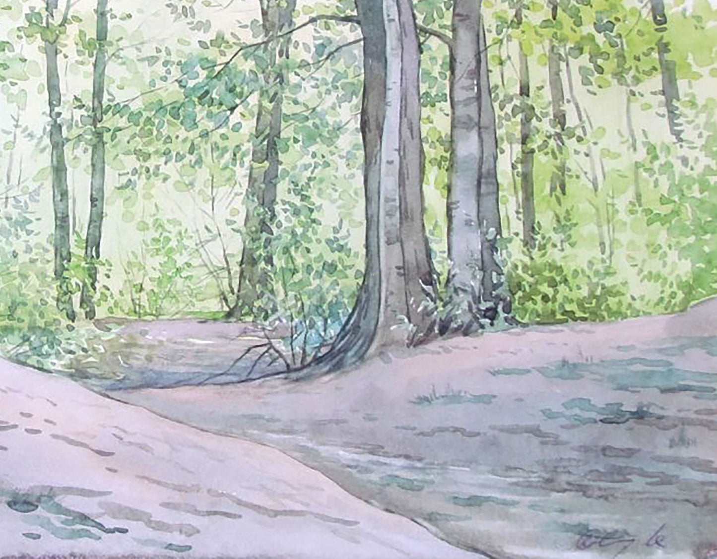 Watercolor painting Warm and sunny day in the forest Valery Savenets
