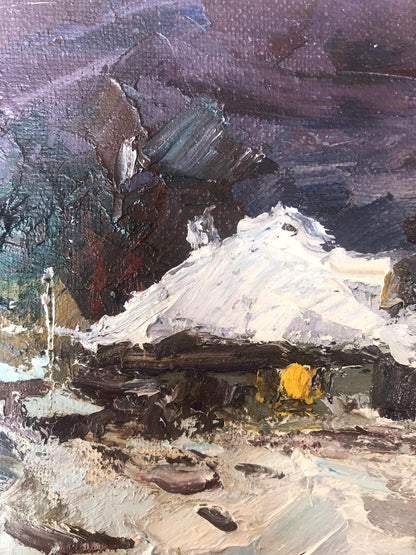 Oil painting Lonely house in winter Alexander Cherednichenko