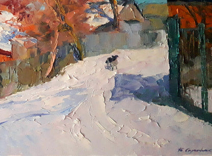 Oil painting Winter lane Serdyuk Boris Petrovich