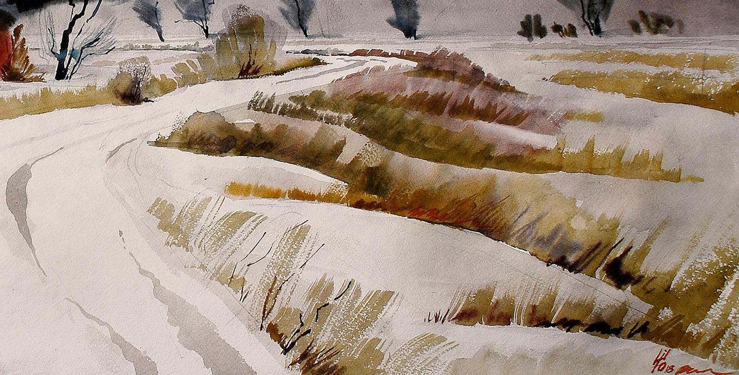 Watercolor painting Winter. Obolon Egor Shvachunov