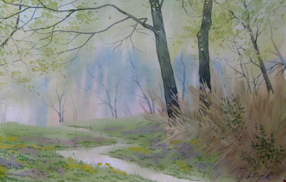 Watercolor painting The trail runs Savenets Valery