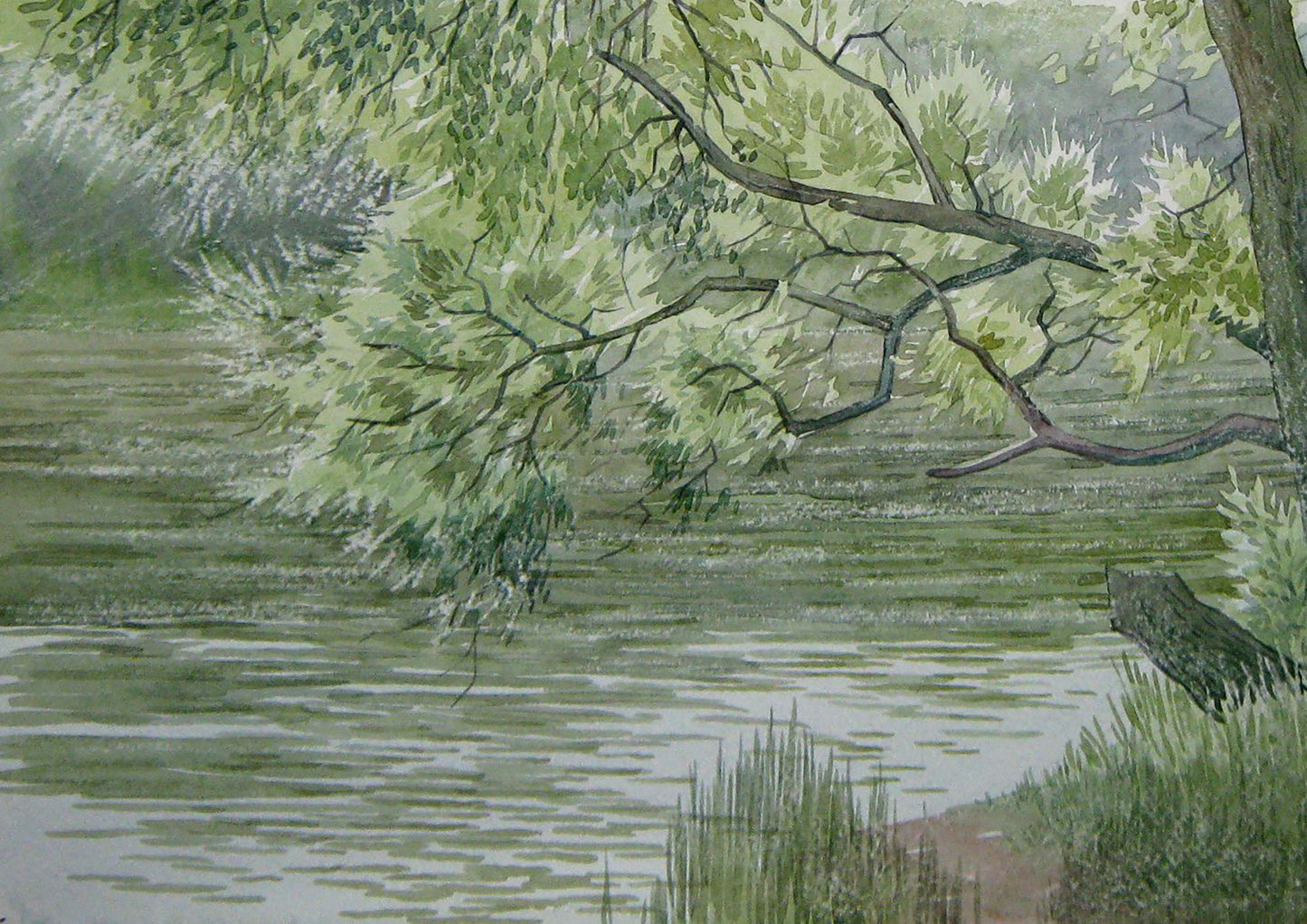 Watercolor painting Over the river Savenets Valery