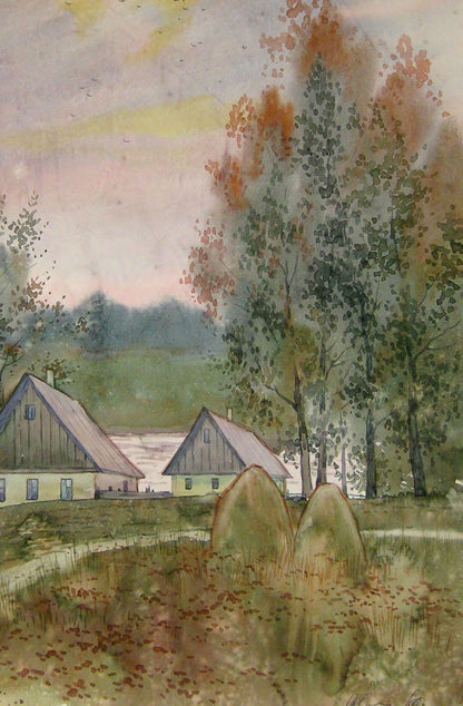 Watercolor painting Outskirts Savenets Valery