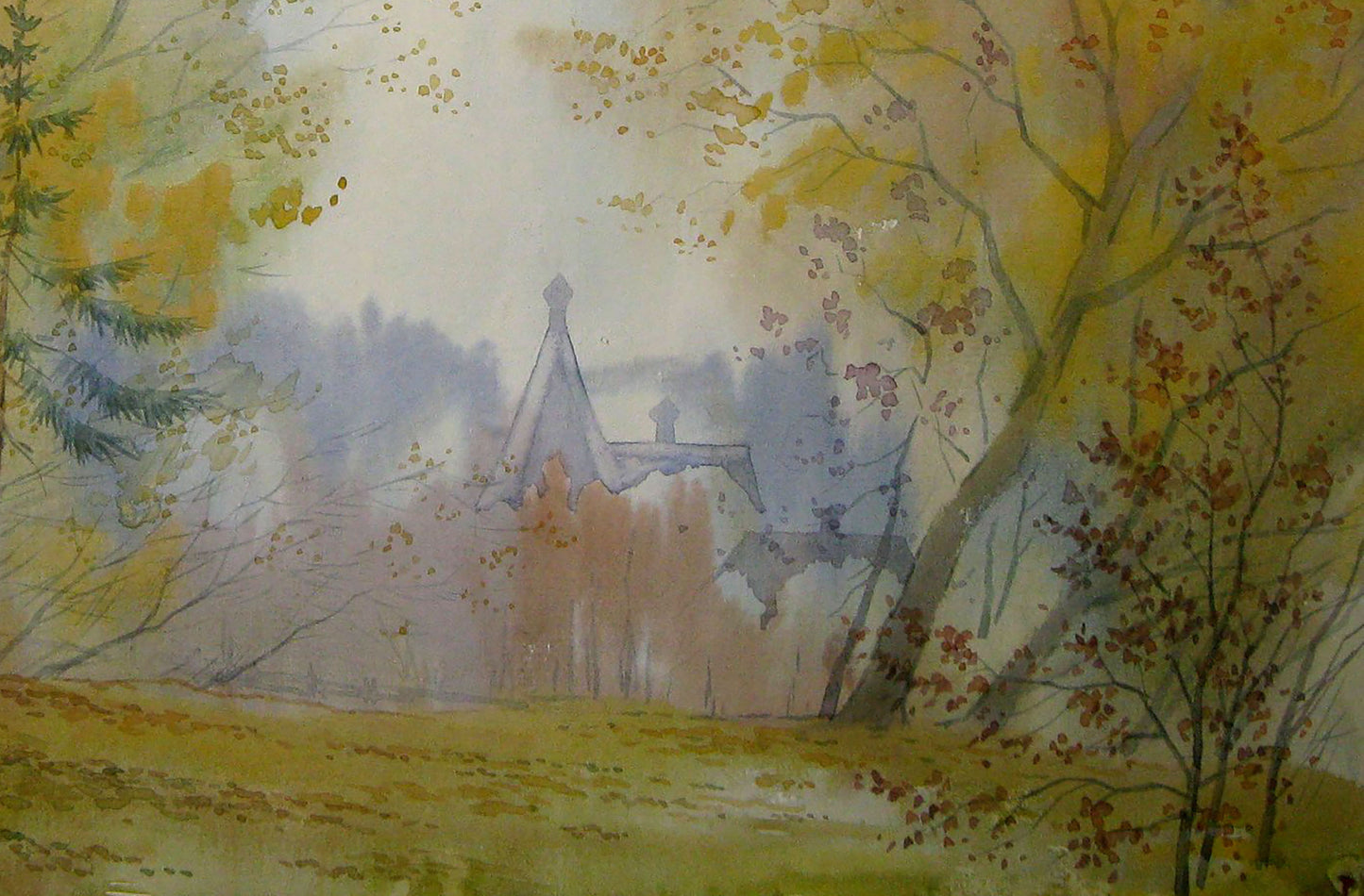 Watercolor painting October melody Savenets Valery