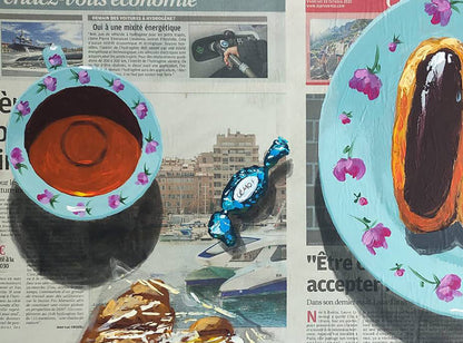 Acrylic painting Gourmet breakfast Elena Klimenko
