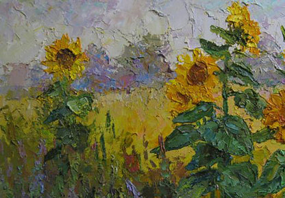 Oil painting Sunflowers in the field Serdyuk Boris Petrovich