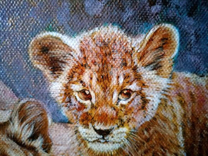 Oil painting Lion family Goncharenko V. V.