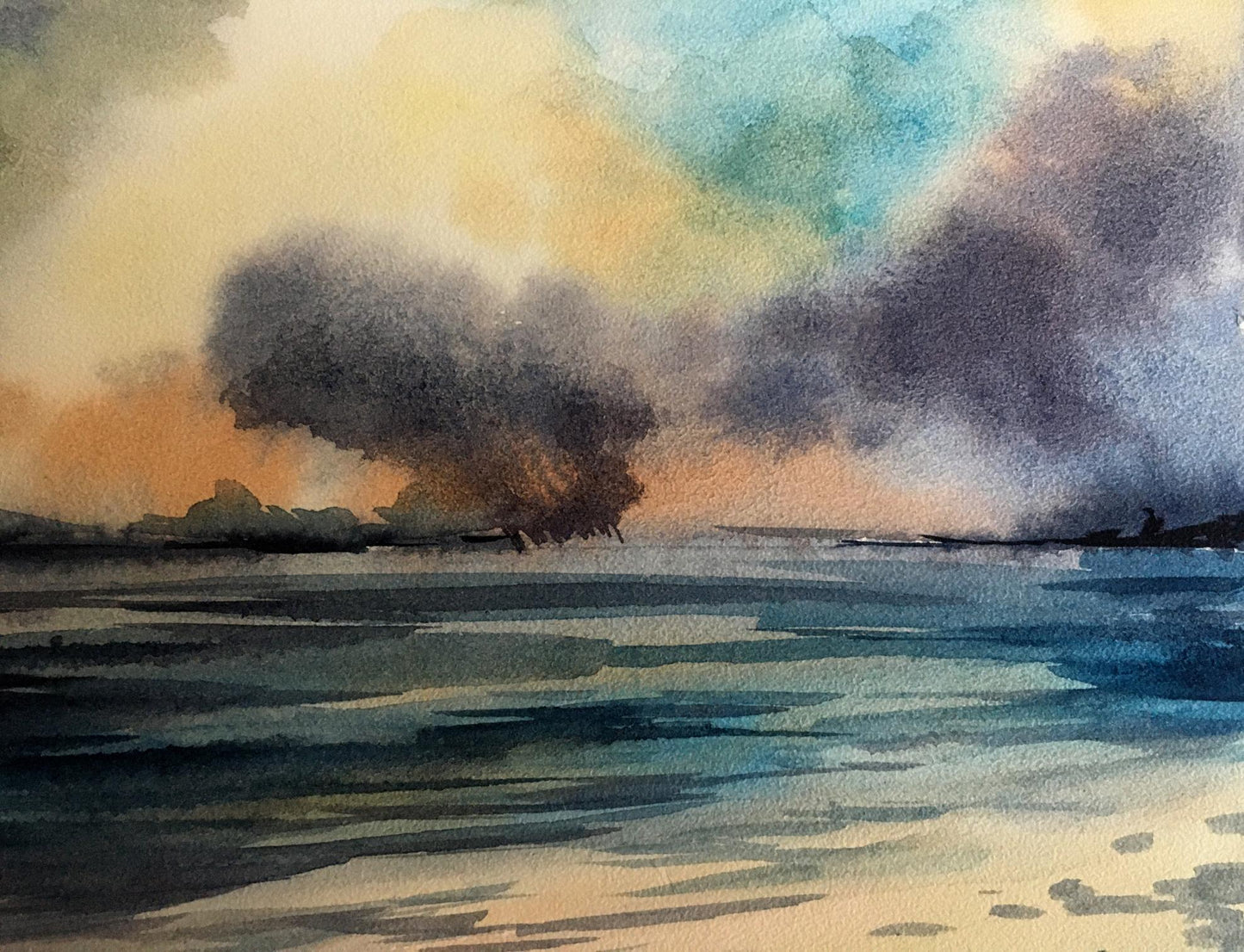 Watercolor painting Storm in the Black Sea Svetlana Gramm