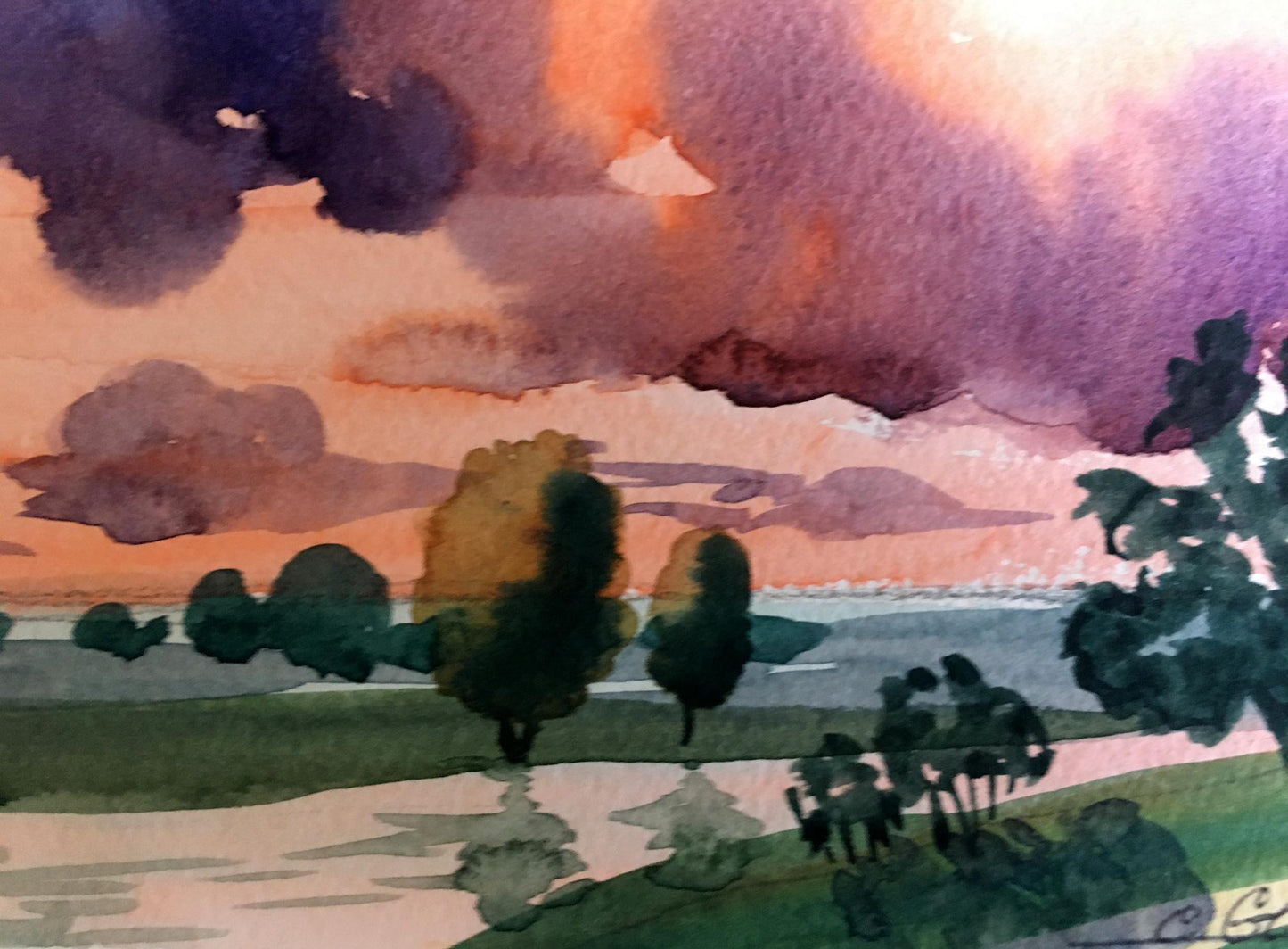 Watercolor painting Sunset Svetlana Gramm