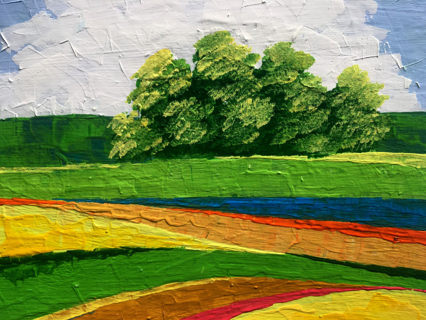 Oil painting Summer yellow-green fields V. Zadorozhnya