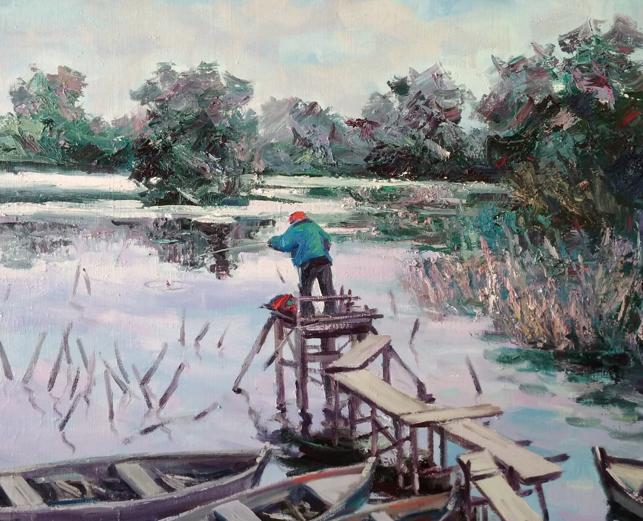 Oil painting Fisherman Alexander Nikolaevich Cherednichenko