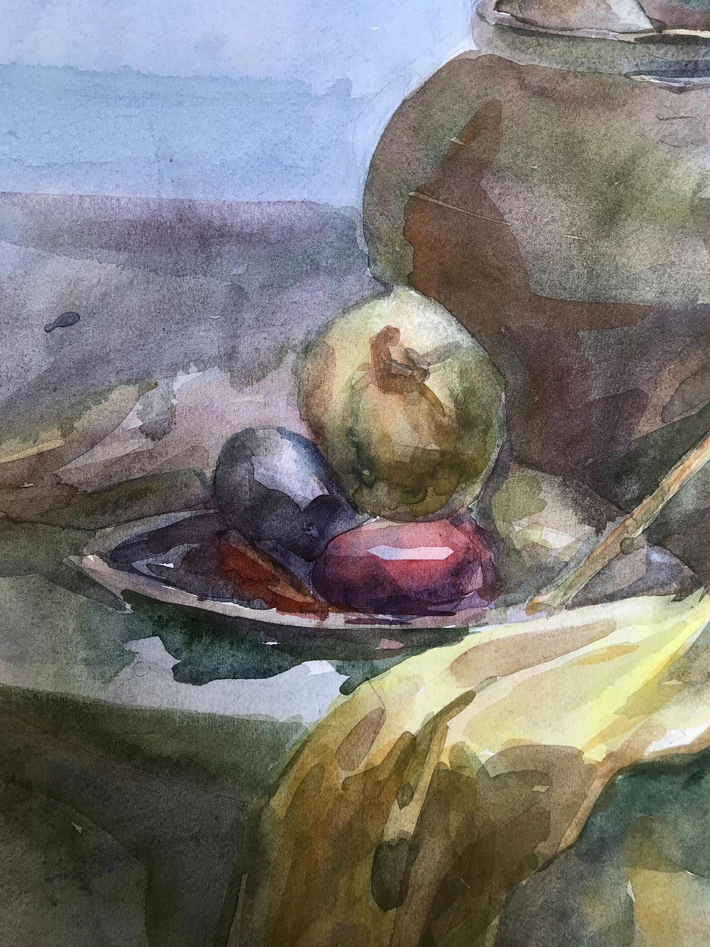 Watercolor painting A set table Unknown artist