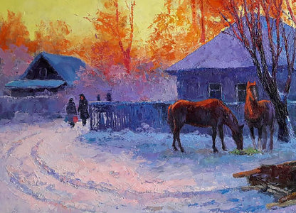Oil painting Winter evening Serdyuk Boris Petrovich