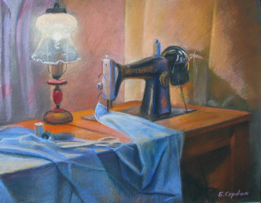Pastel painting Seamstress corner Serdyuk Boris Petrovich