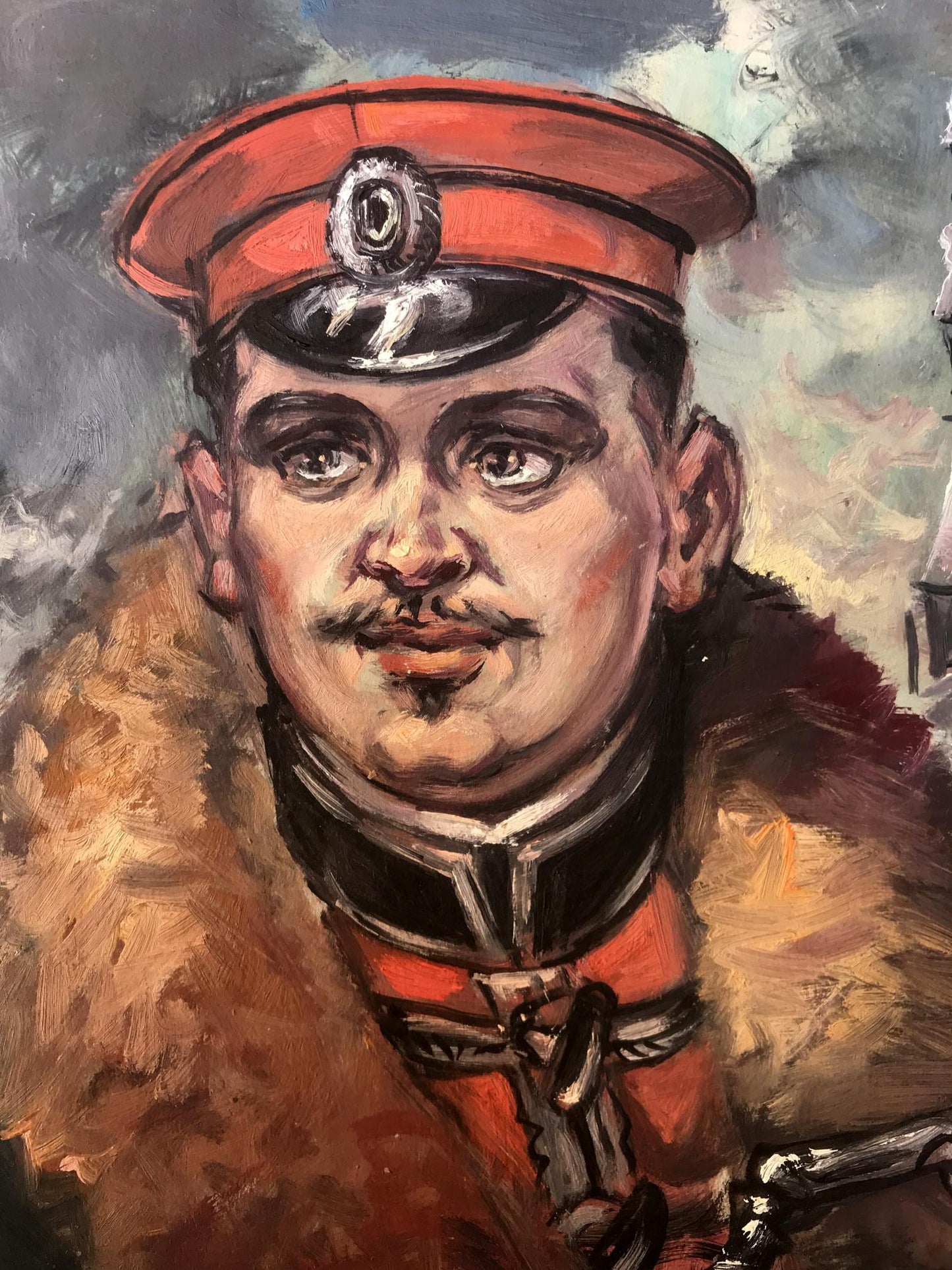 Oil painting Portrait of an officer in winter Alexander Litvinov