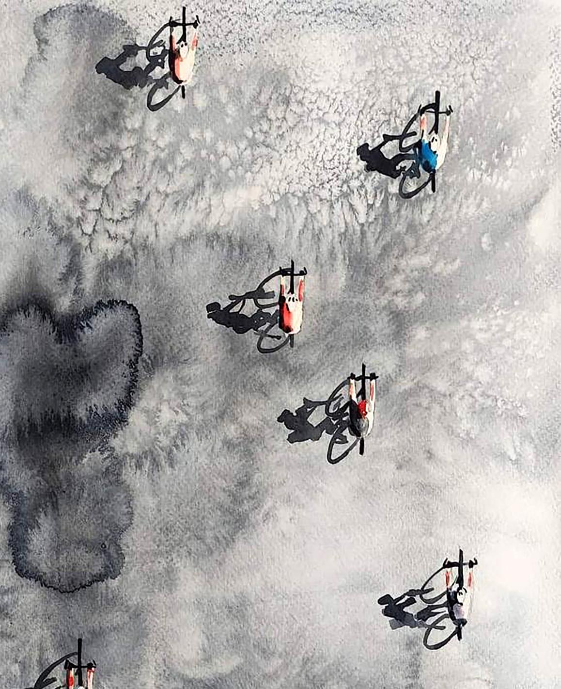 Watercolor painting Morning bike Elena Klimenko