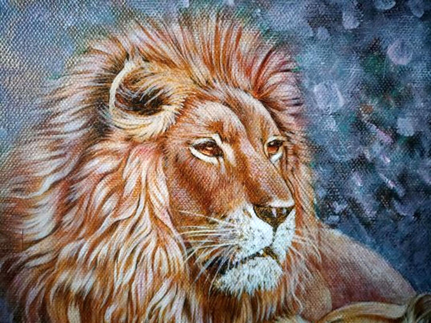 Goncharenko V. V.'s oil painting showcasing a pride of lions
