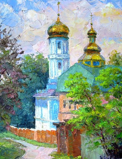 Oil artwork Monastery by Boris Petrovich Serdyuk