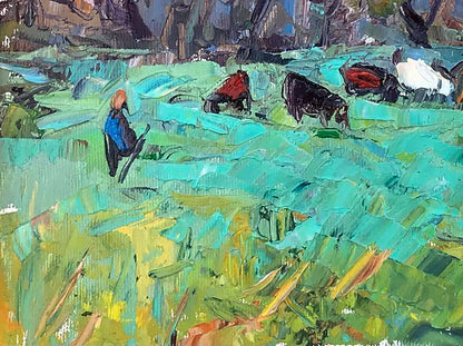 Oil painting Morning in the meadows Ivanyuk Alex