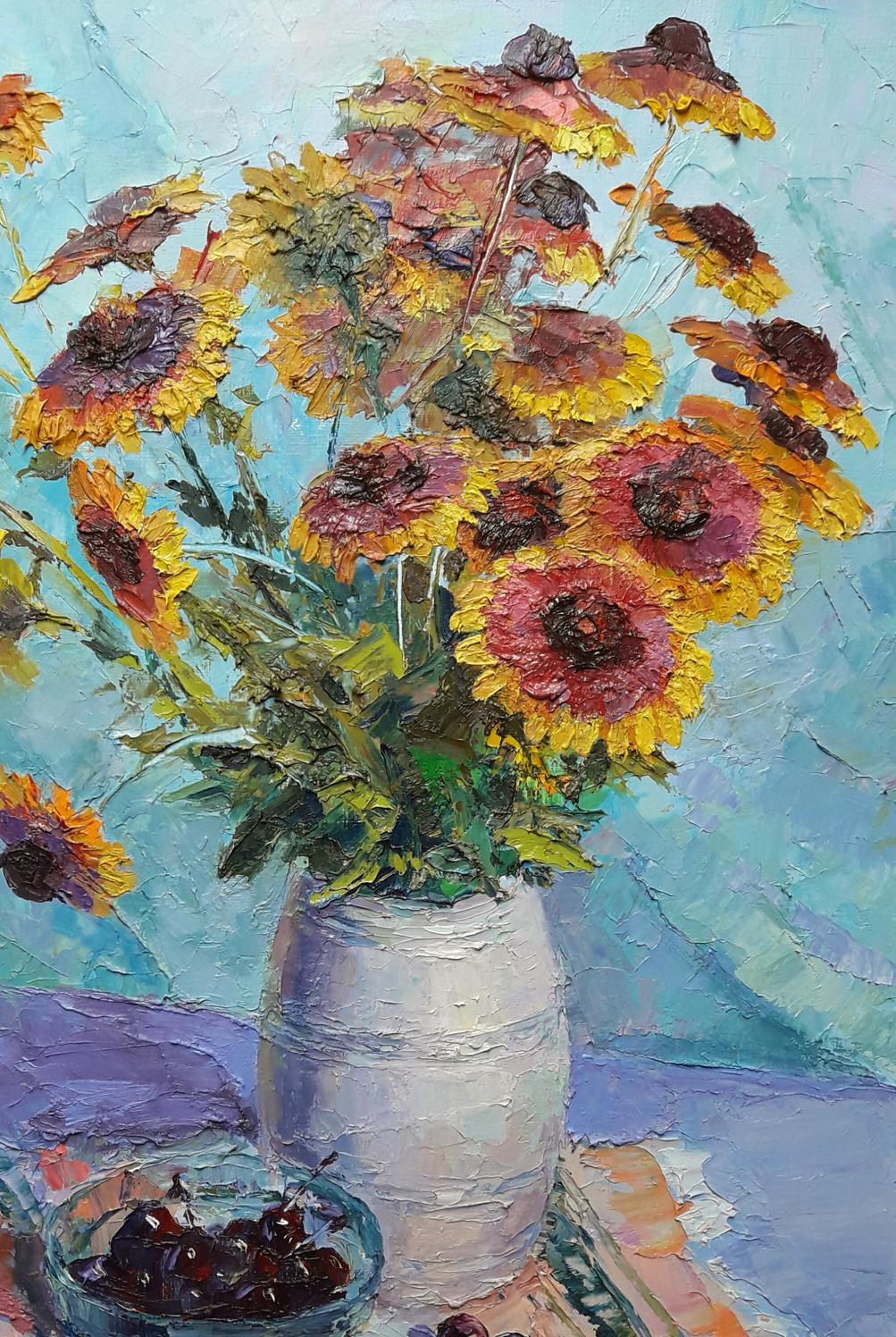 Oil painting Flowers and Cherries Serdyuk Boris Petrovich