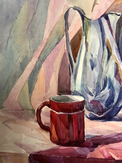 Watercolor painting Ready for tea Unknown artist