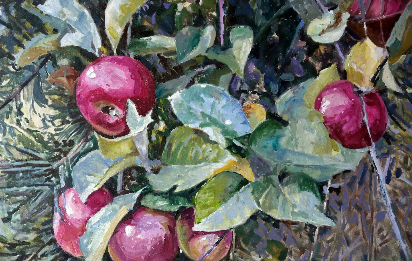 Oil painting September forest paradise apples Varvarov Anatoly Viktorovich